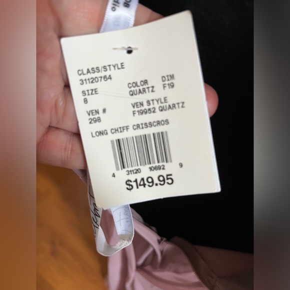 DB Studio Beautiful quartz gown with crisscross chest and front slit Size8 NWT - Picture 5 of 5